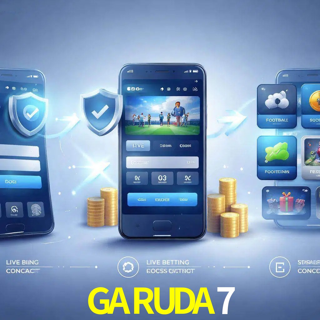 Pasos de acceso a la app GARUDA7 en pantalla de teléfono móvil
